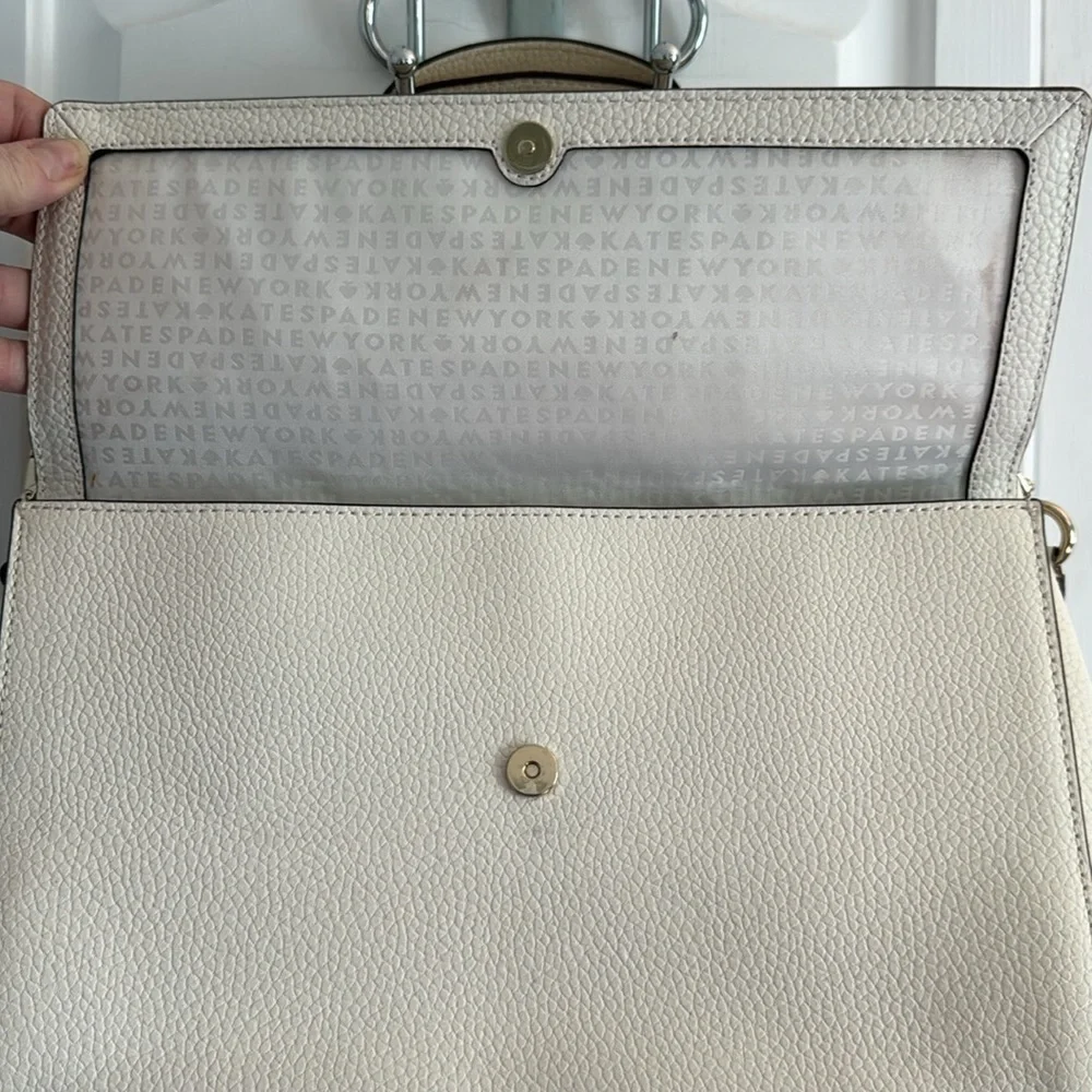 KATE SPADE ♠️ Leather Chantal Bridge Place Cream White Bow Satchel Shoulder Bag